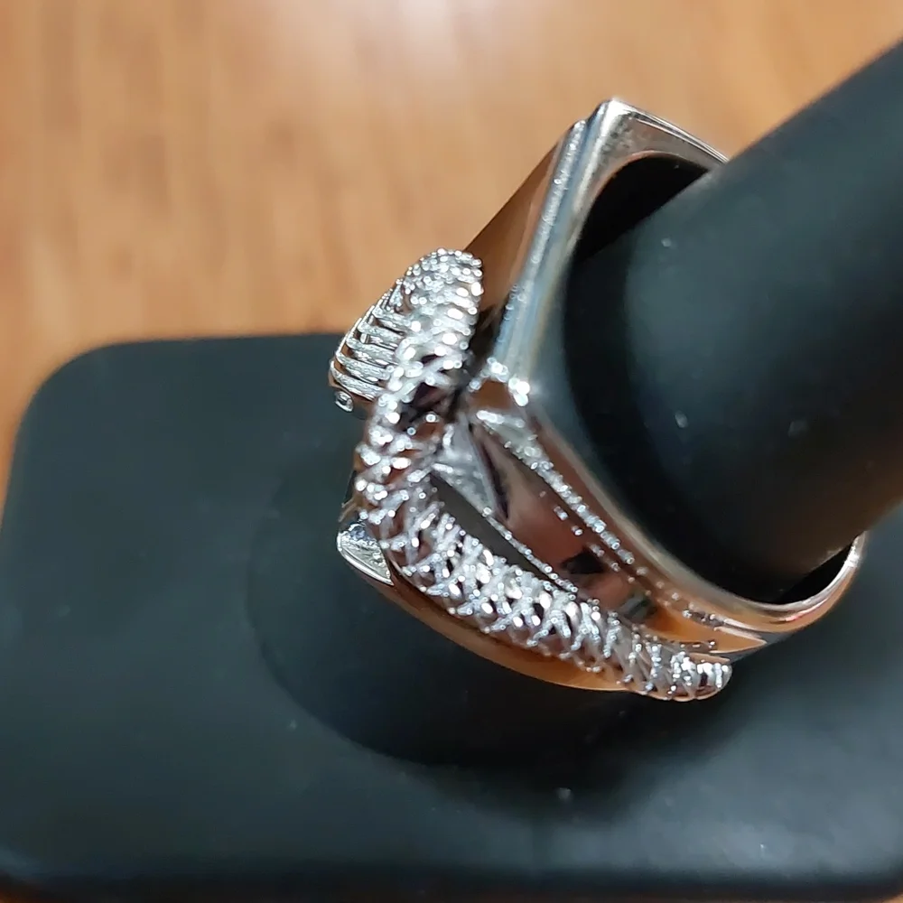 Sterling Silver Black Onyx Snake  Ring Sz 9